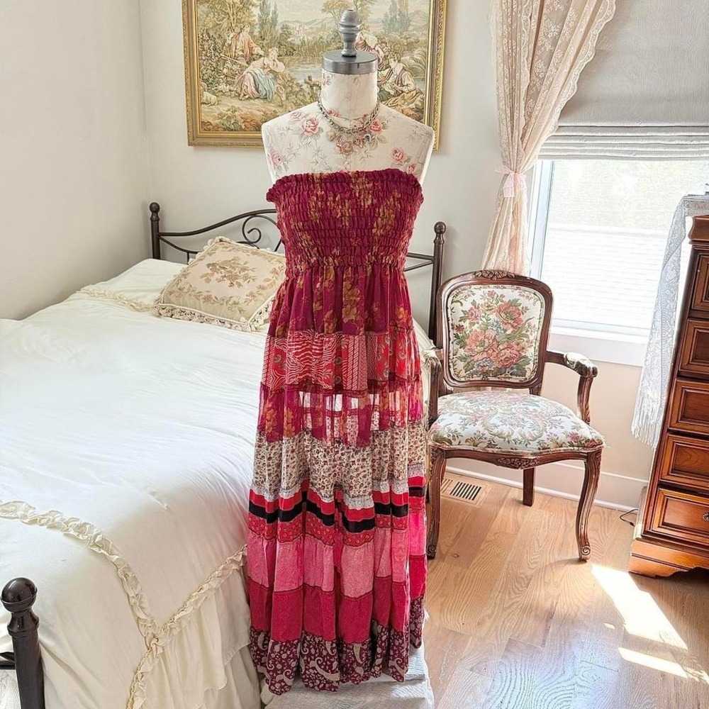 Y2K handmade patchwork maxi dress